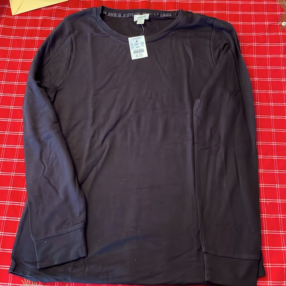 NWT super soft J.Crew, black T-shirt, M. Cozy inside almost like fleece. LOVE IT